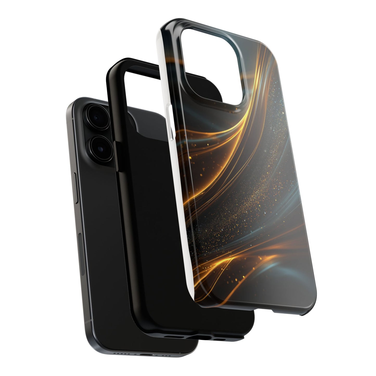 Elegant Tough Phone Case with Glittering Waves Design