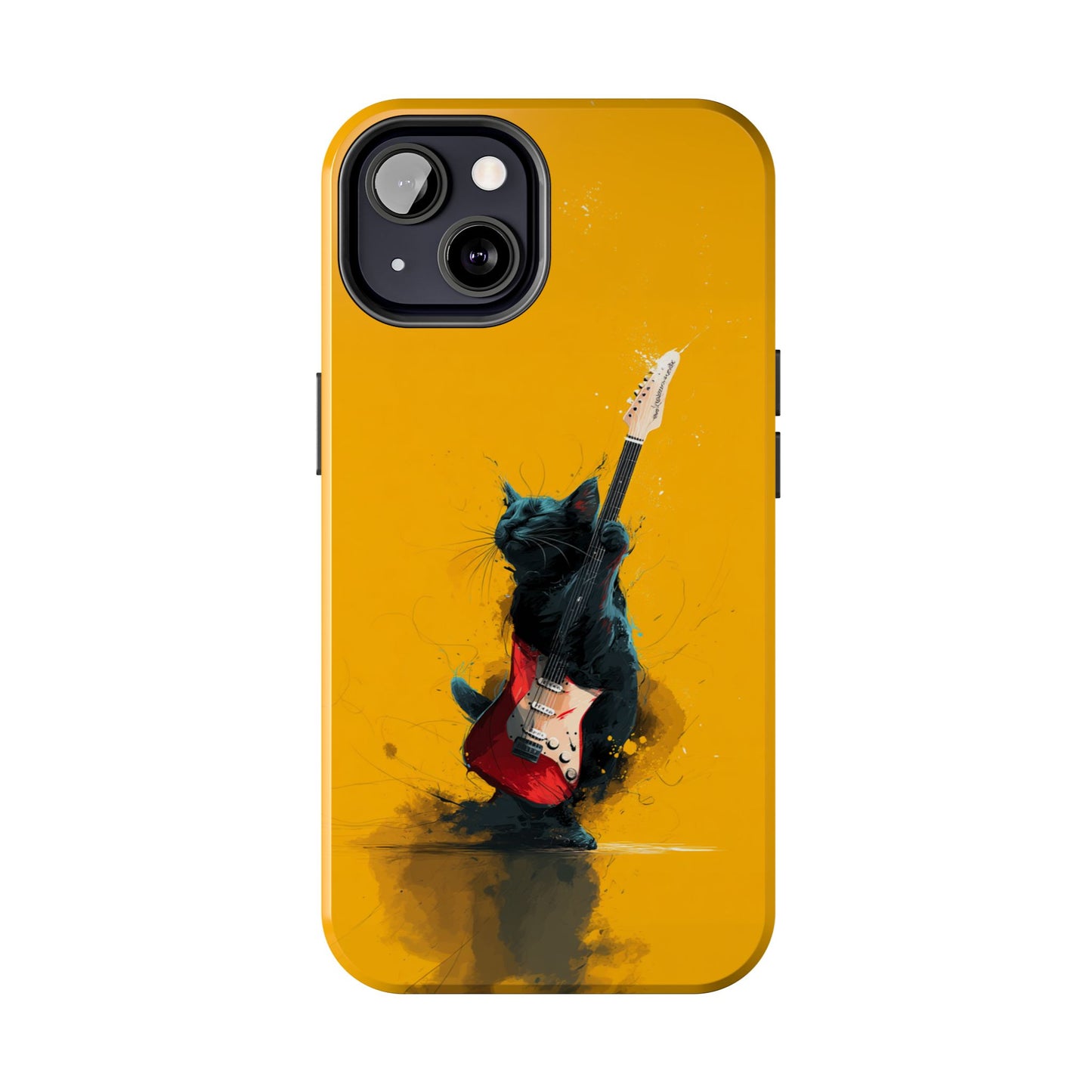 Black Cat Playing Red Guitar Tough Phone Case
