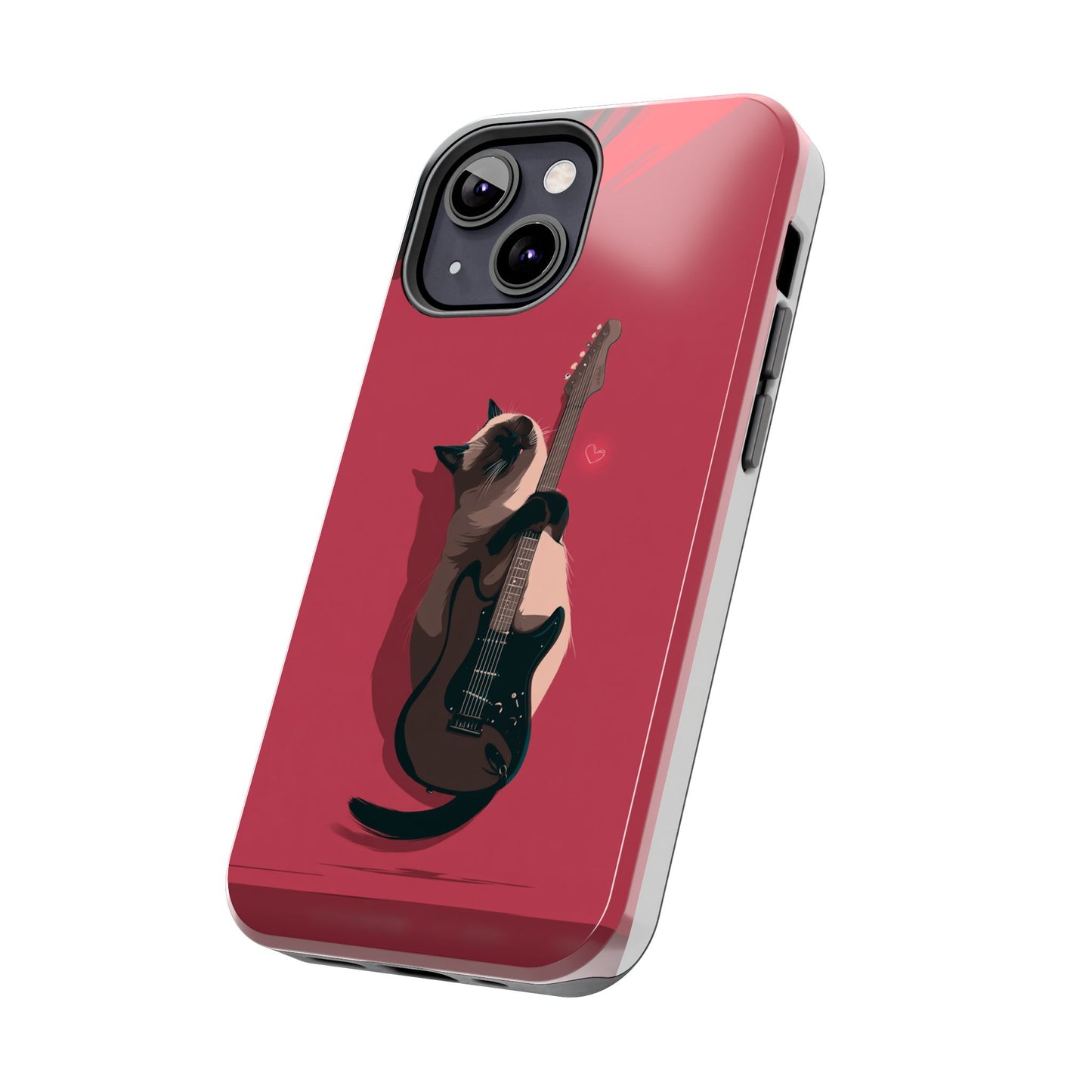Charming Cat with Guitar Tough Phone Case – Wearable Art for Cat & Music Lovers