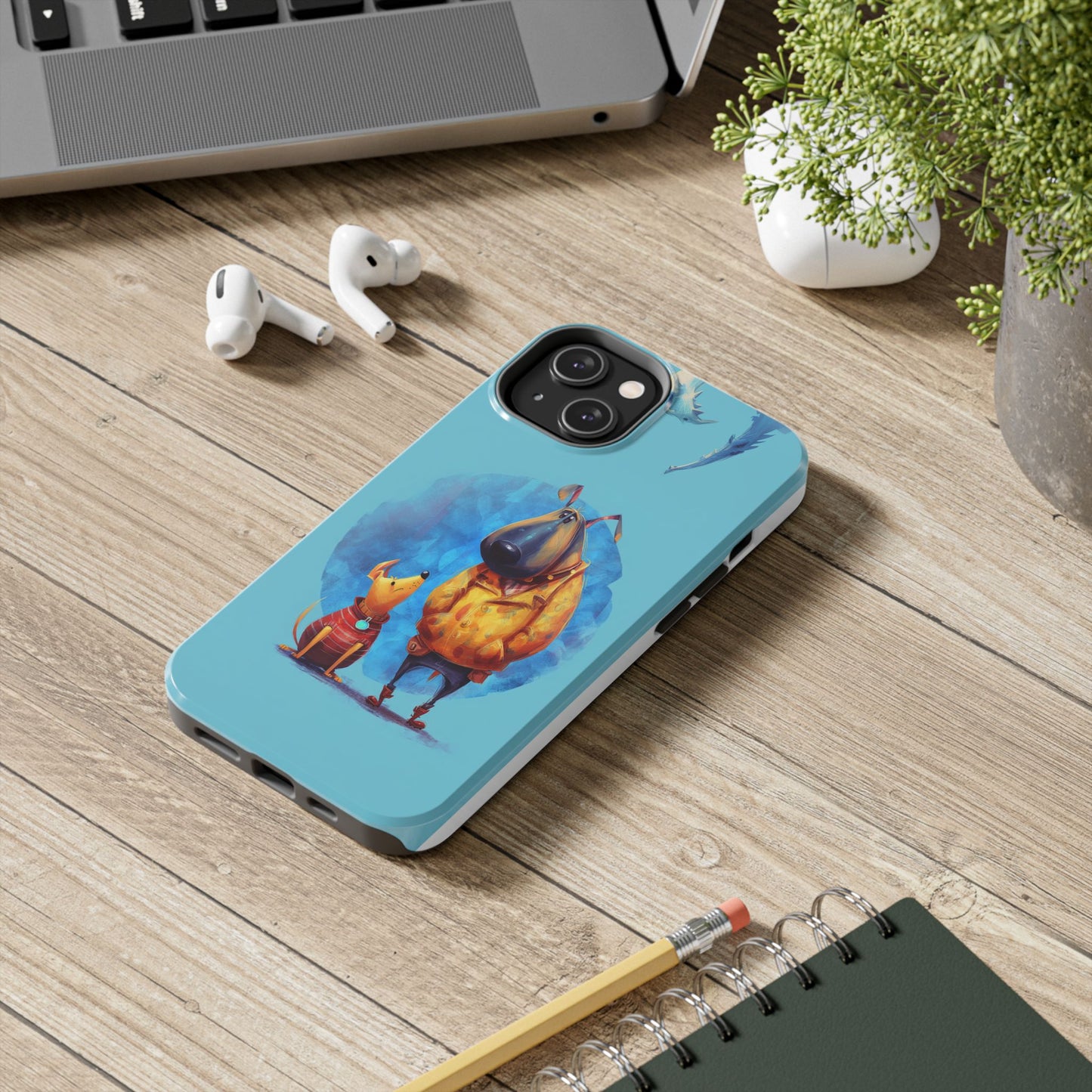 Whimsical Dog-Themed Tough Phone Case for Pet Lovers