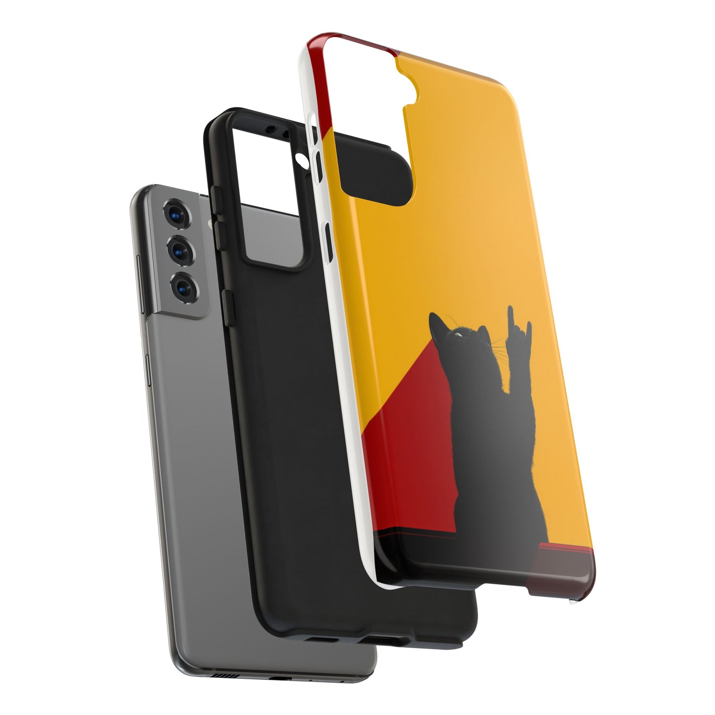 Black Cat Rock Gesture Tough Phone Case