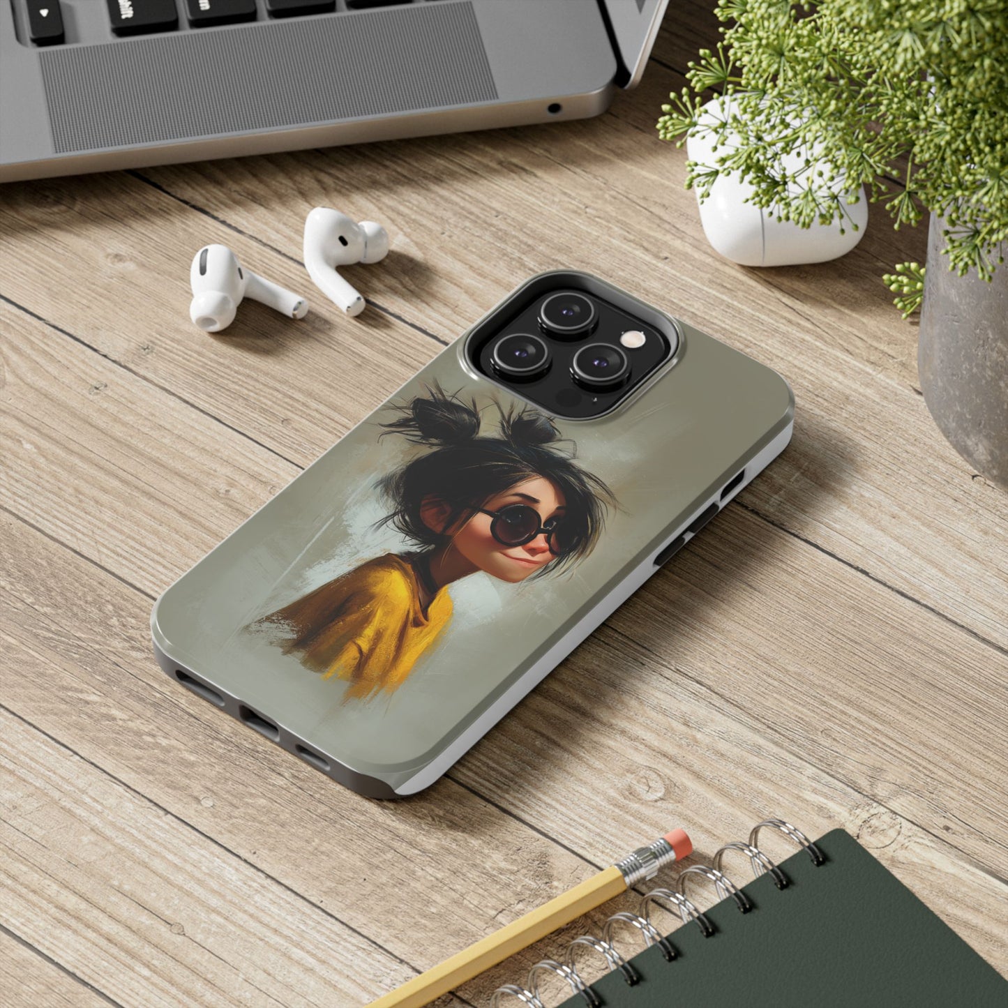 Trendy Tough Phone Case – Stylish Illustrated Girl Design for Fashion Lovers
