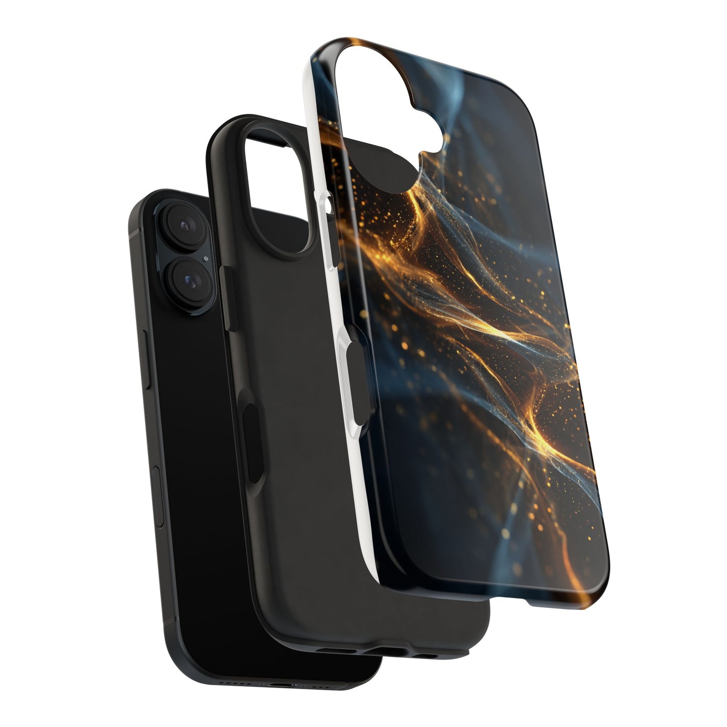 Stylish Tough Phone Case with Golden Swirl Design