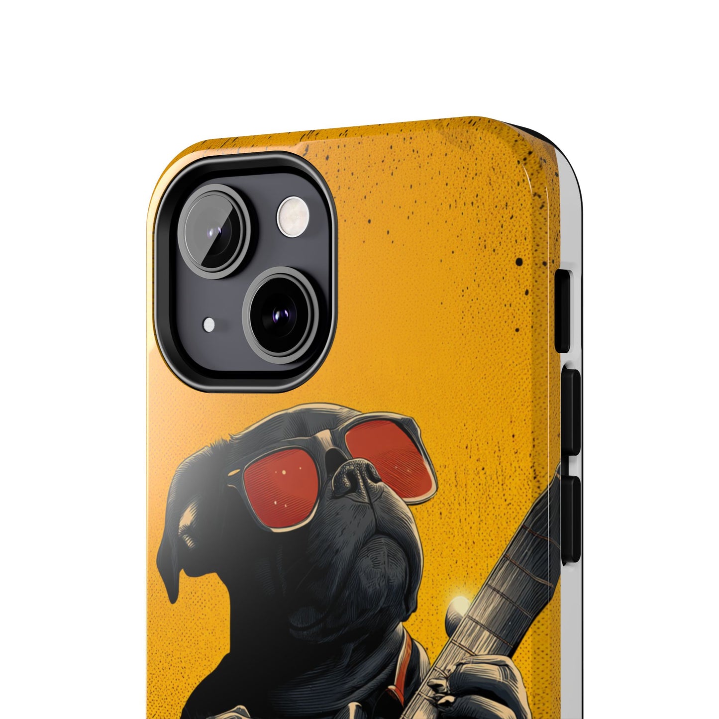 French Bulldog with Red Sunglasses Playing Red Guitar Tough Phone Case