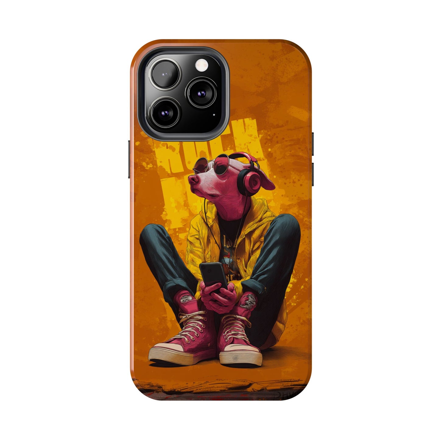 Dog with Pink Sunglasses and Headphones Tough Phone Case