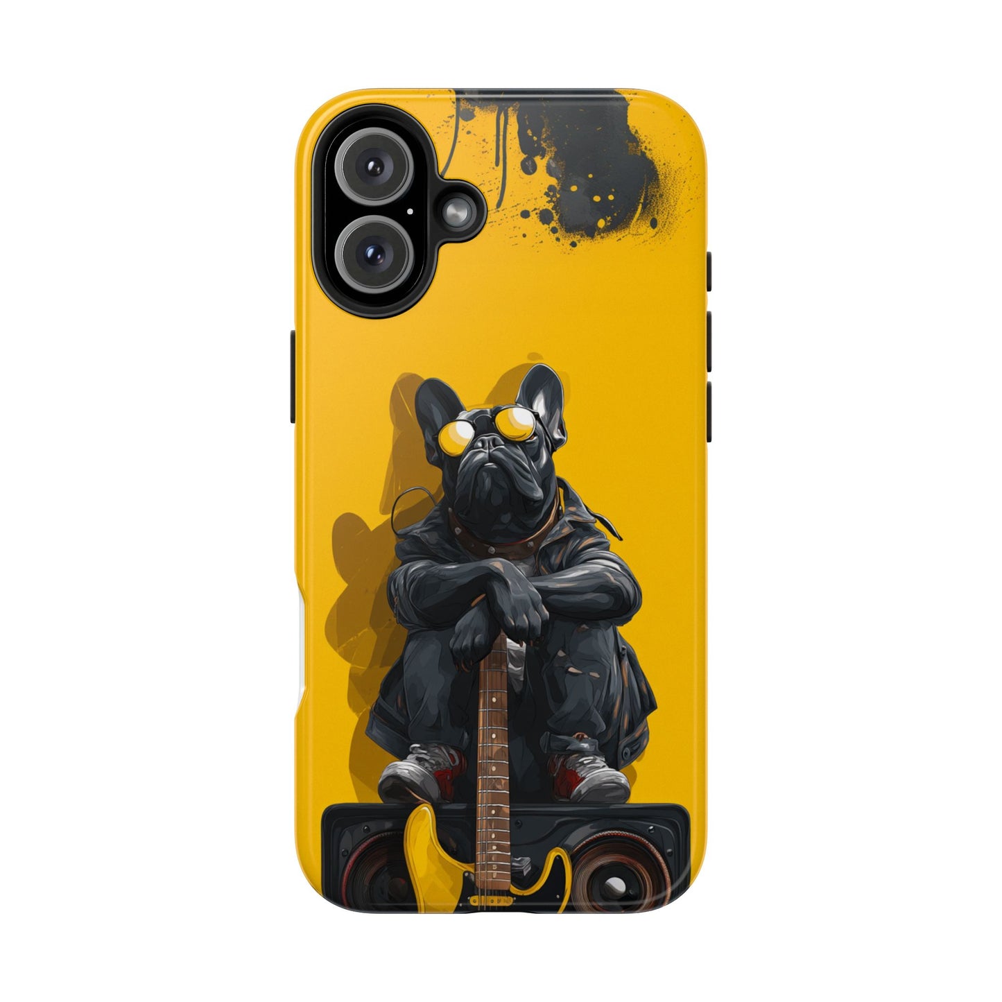 Rebellious Dog with Guitar Tough Phone Case – Wearable Art for Pet & Music Lovers