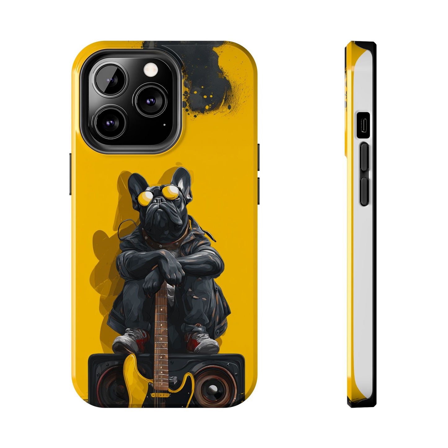 Rebellious Dog with Guitar Tough Phone Case – Wearable Art for Pet & Music Lovers