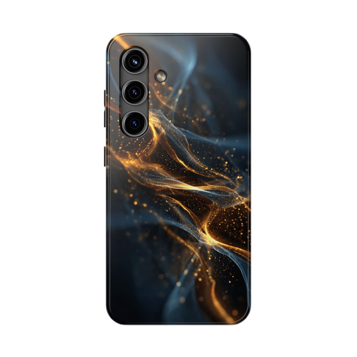 Stylish Tough Phone Case with Golden Swirl Design