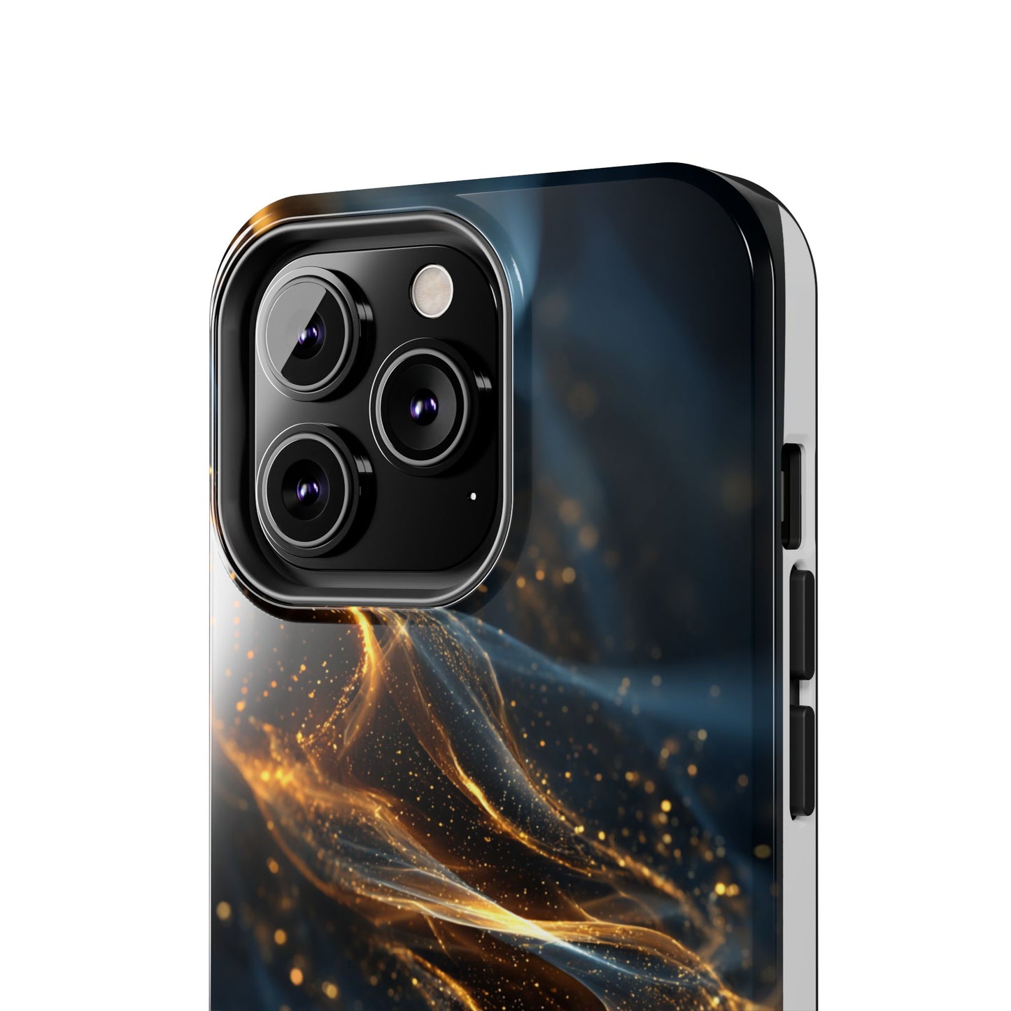 Stylish Tough Phone Case with Golden Swirl Design