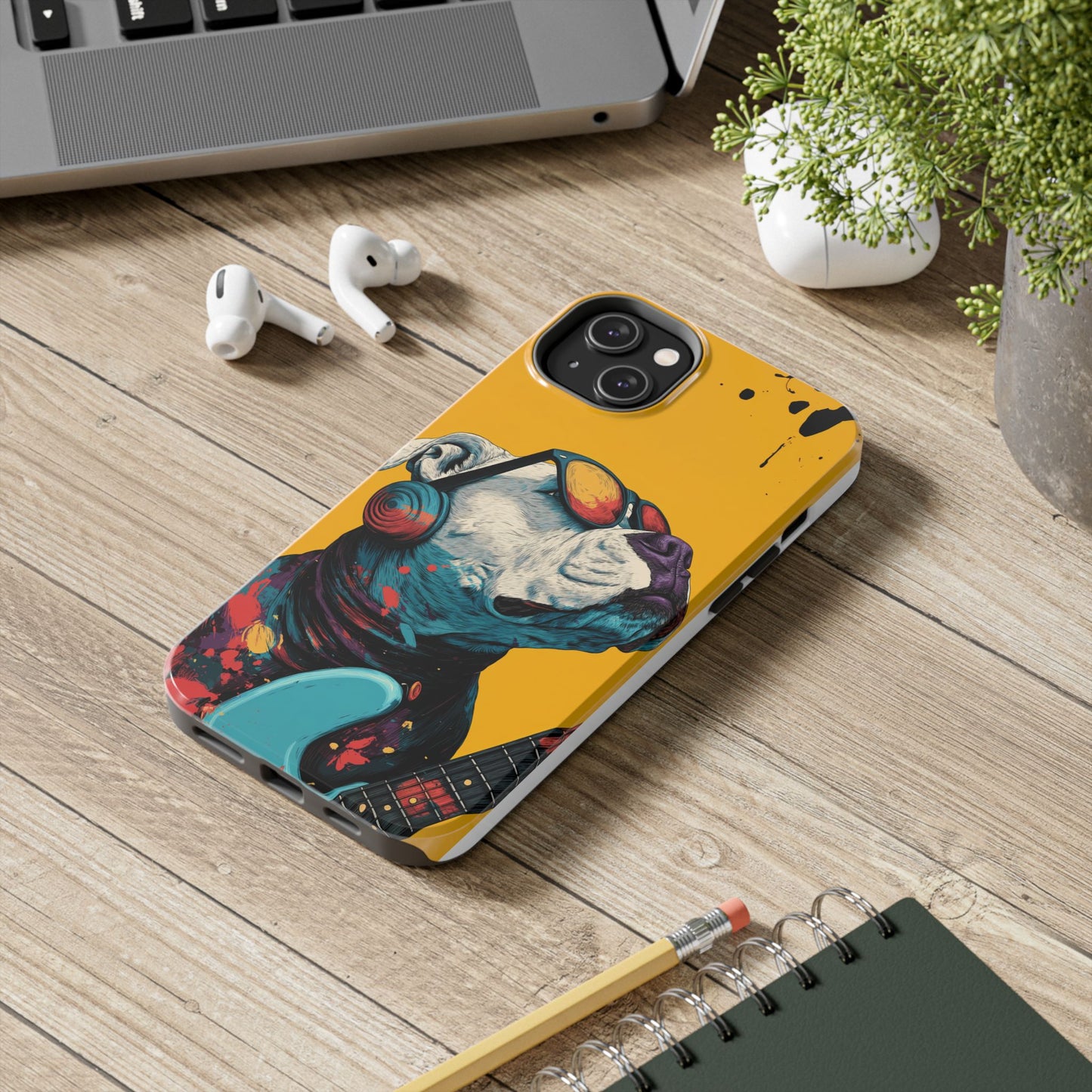 French Bulldog with Orange Sunglasses and Headphones Tough Phone Case