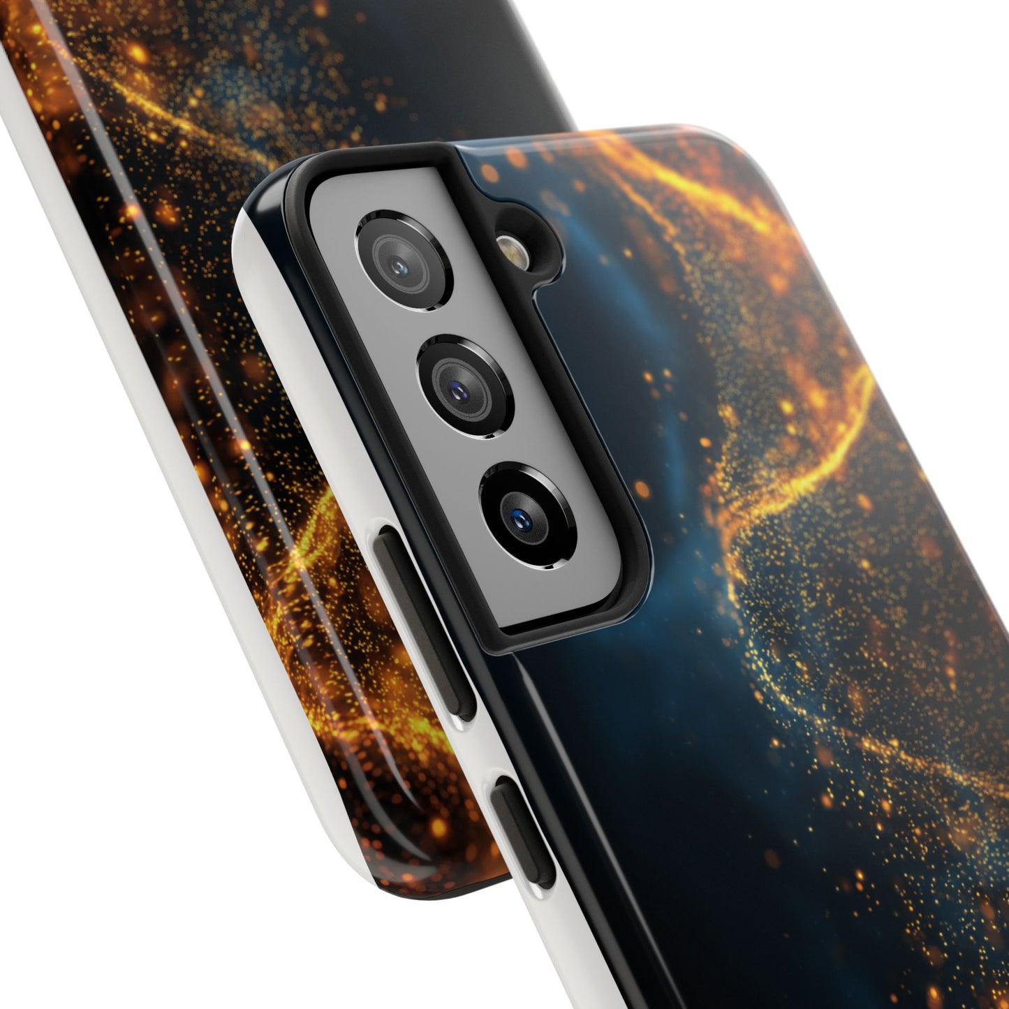 Sleek Tough Phone Cases with Abstract Gold and Blue Design