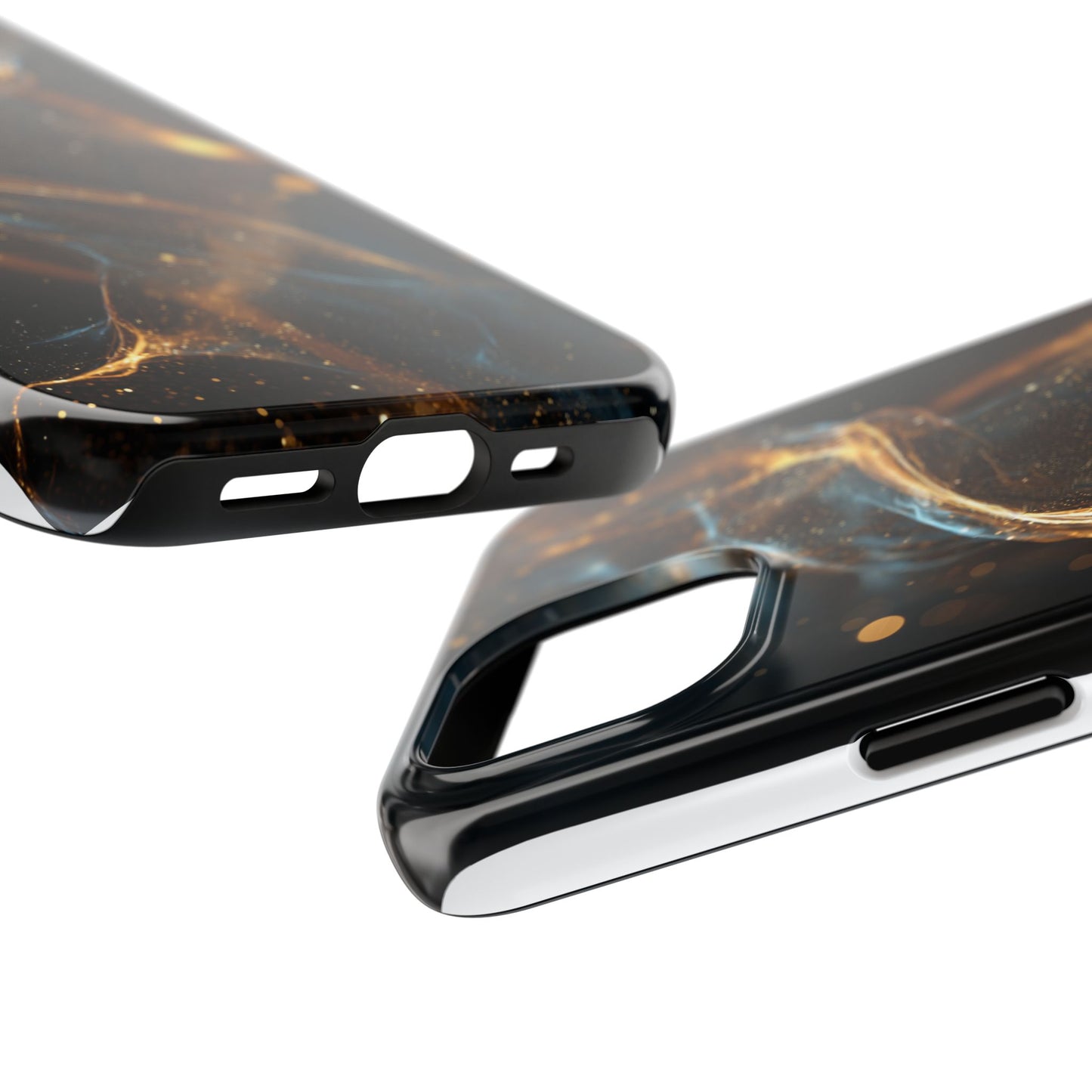Stylish Tough Phone Case with Elegant Gold Swirl Design