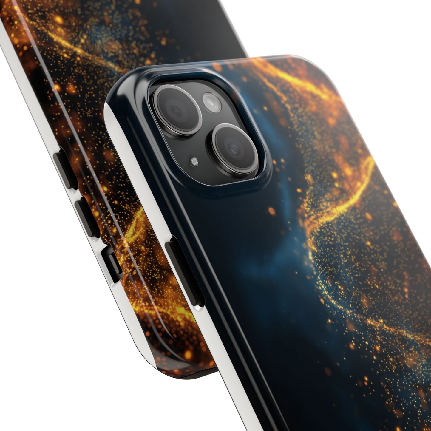 Sleek Tough Phone Cases with Abstract Gold and Blue Design