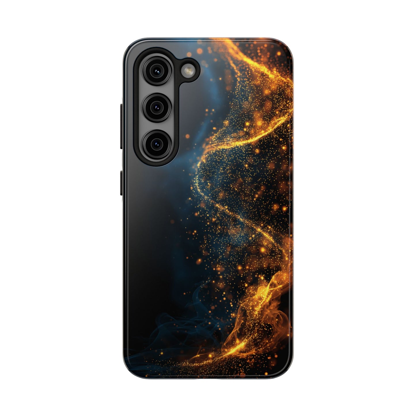 Sleek Tough Phone Cases with Abstract Gold and Blue Design