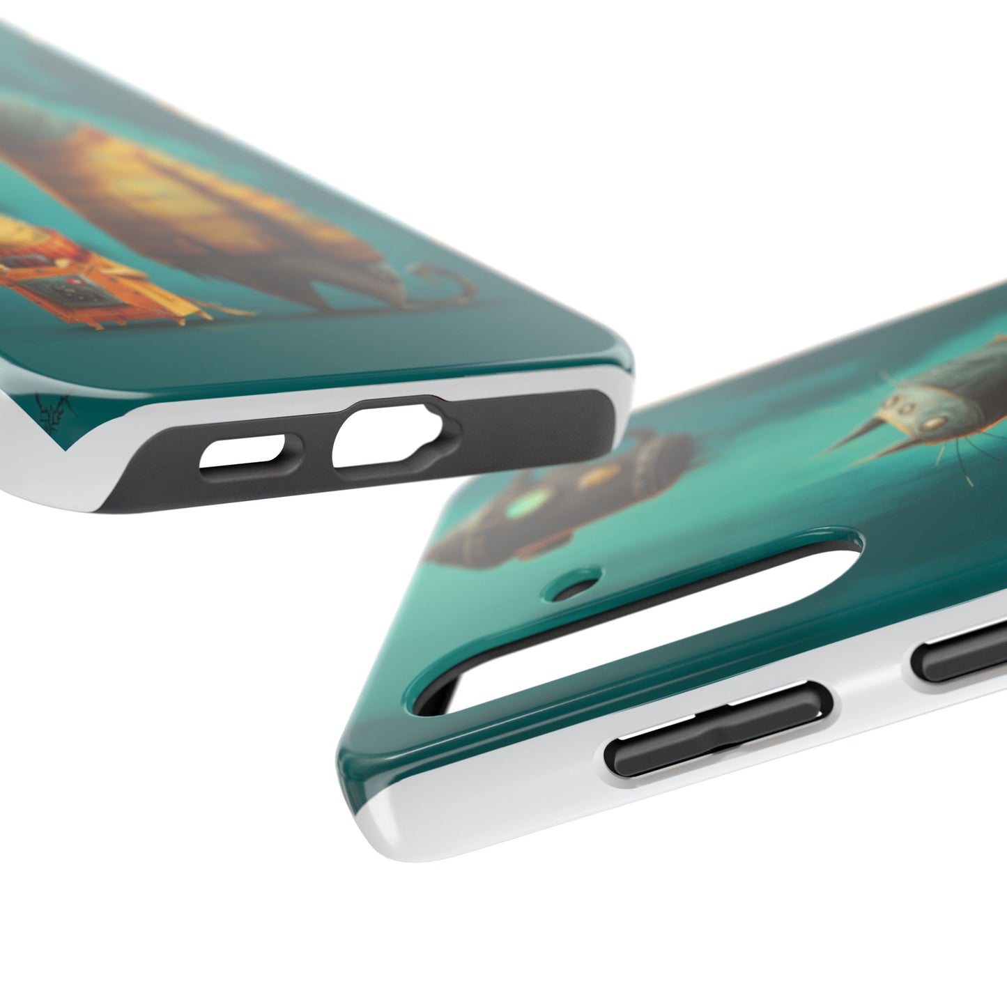 Whimsical Cat Adventure Tough Phone Case - Unique Design for Animal Lovers