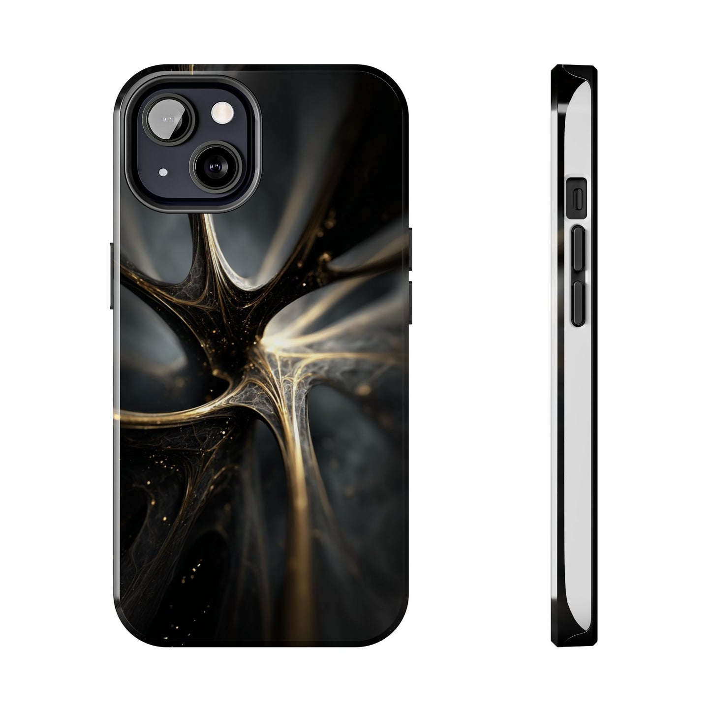 Elegant Tough Phone Case with Abstract Metallic Design