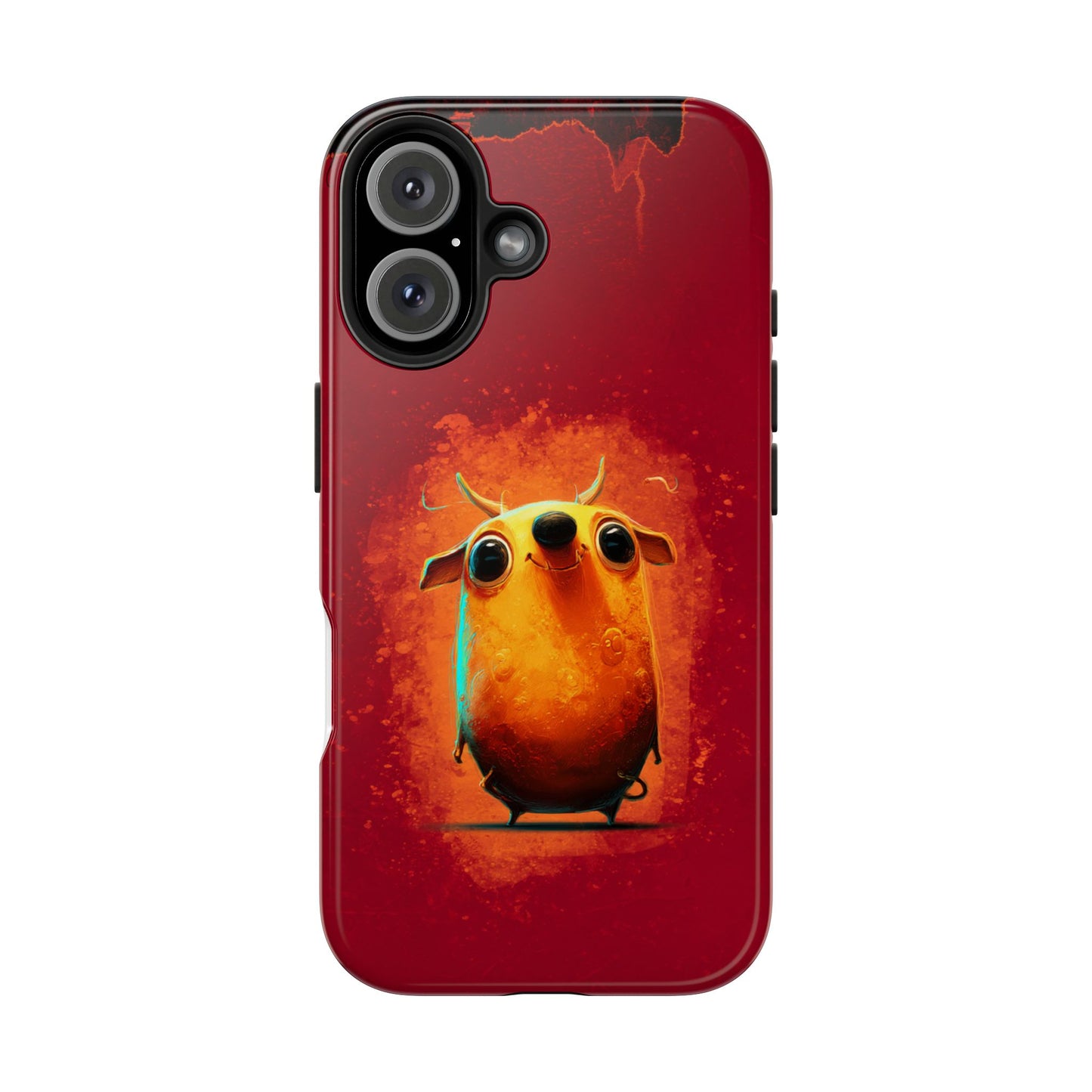 Whimsical Tough Phone Case - Cute Orange Monster Design