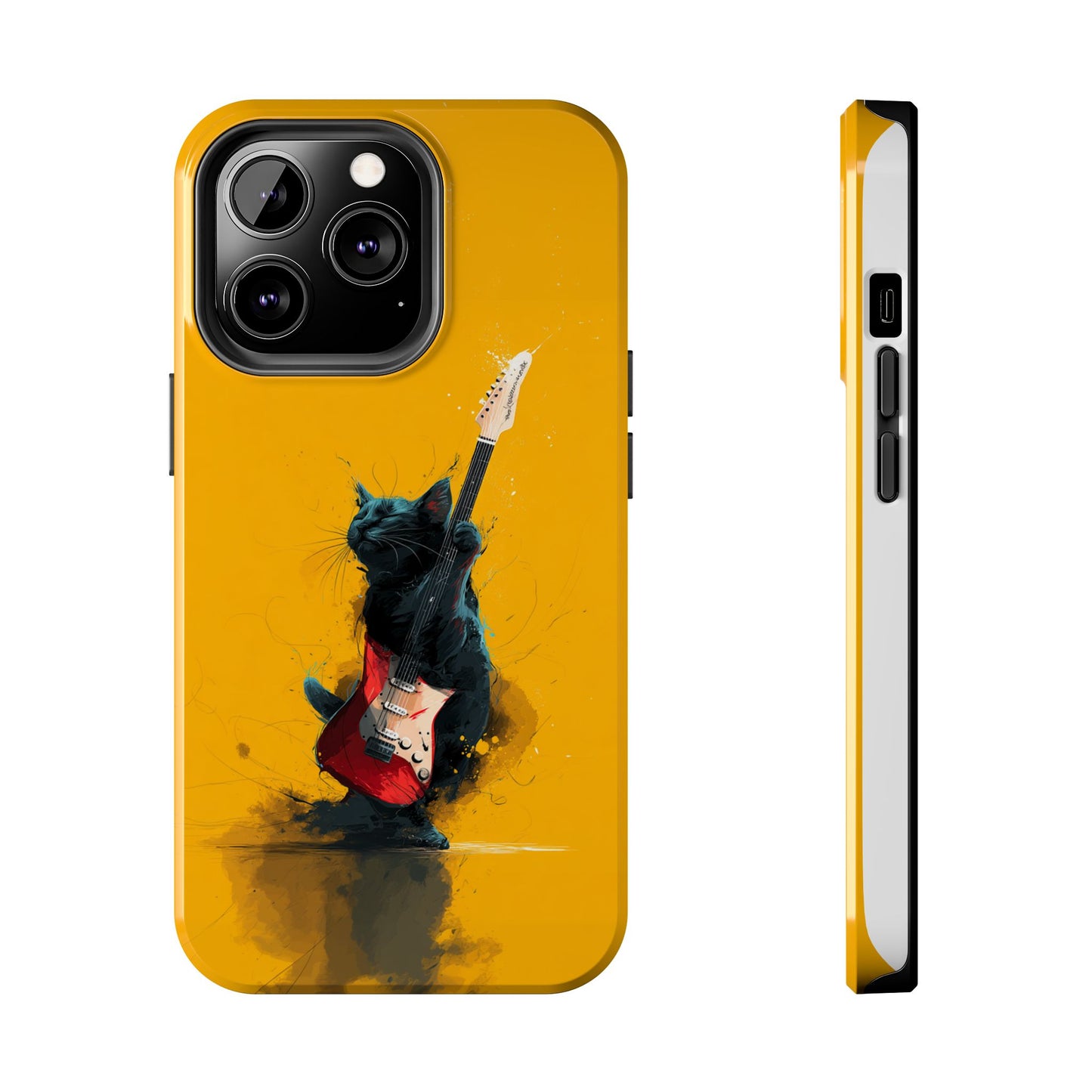 Black Cat Playing Red Guitar Tough Phone Case