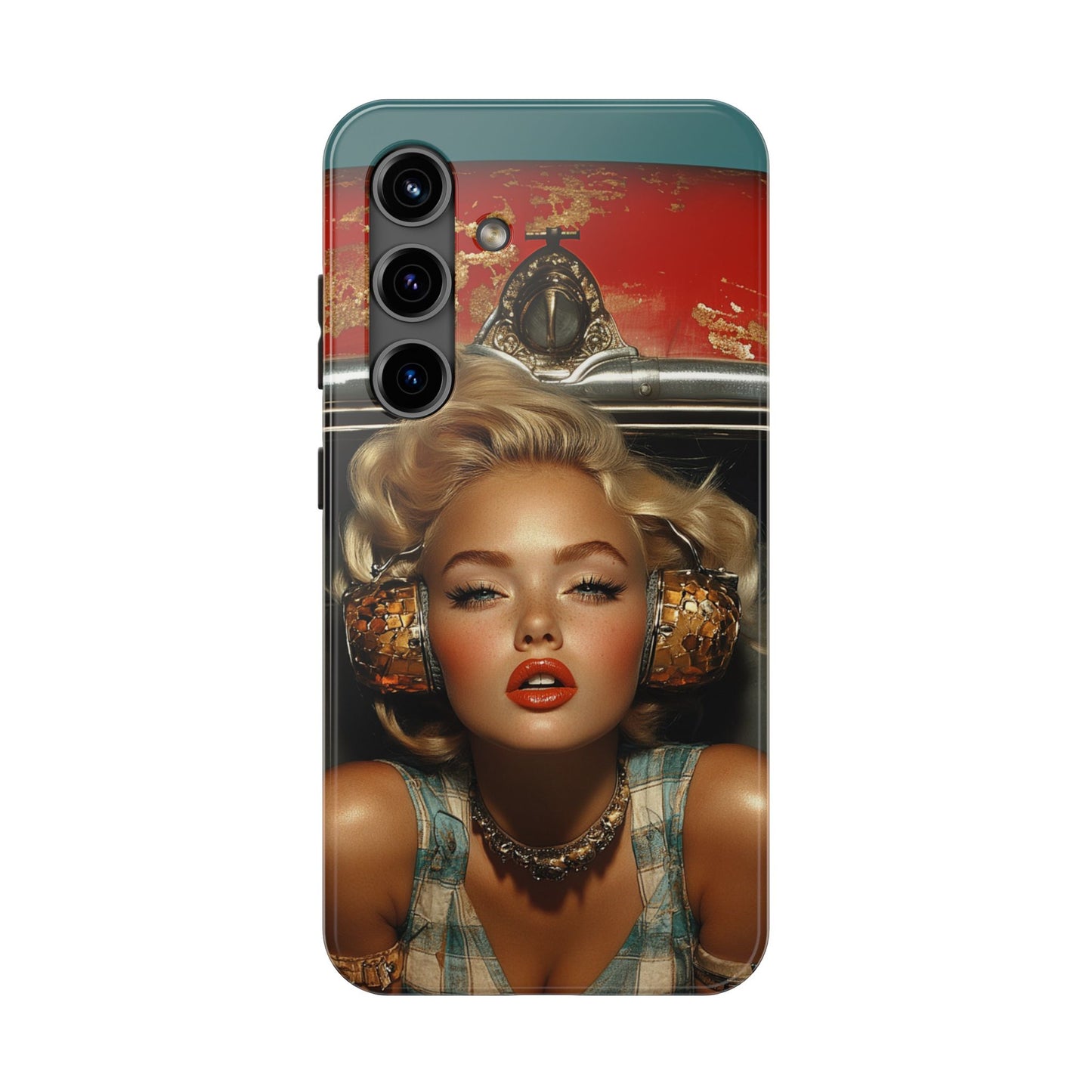 Retro Glam Tough Phone Case - Stylish Protection for Music Lovers