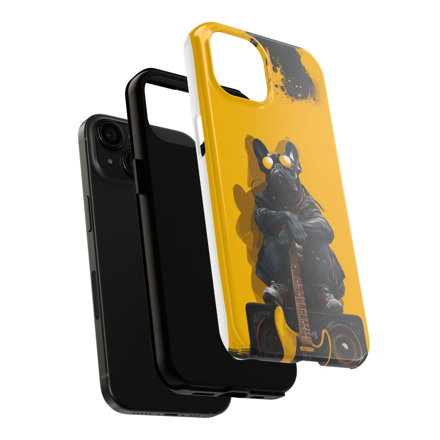 Rebellious Dog with Guitar Tough Phone Case – Wearable Art for Pet & Music Lovers