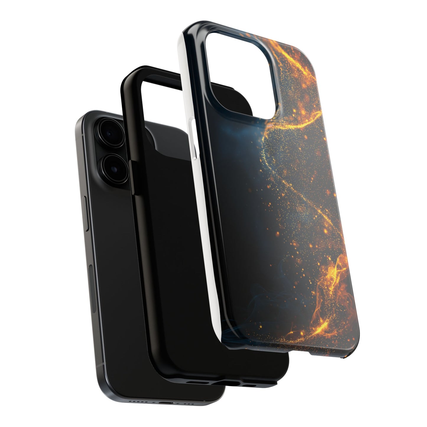 Sleek Tough Phone Cases with Abstract Gold and Blue Design