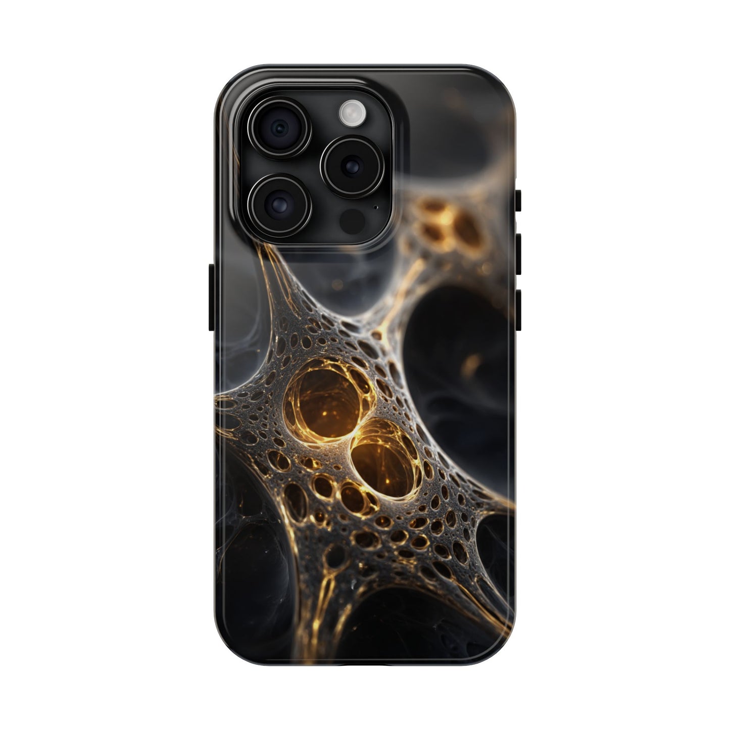 Luxurious Abstract Tough Phone Case - Gold and Black Design