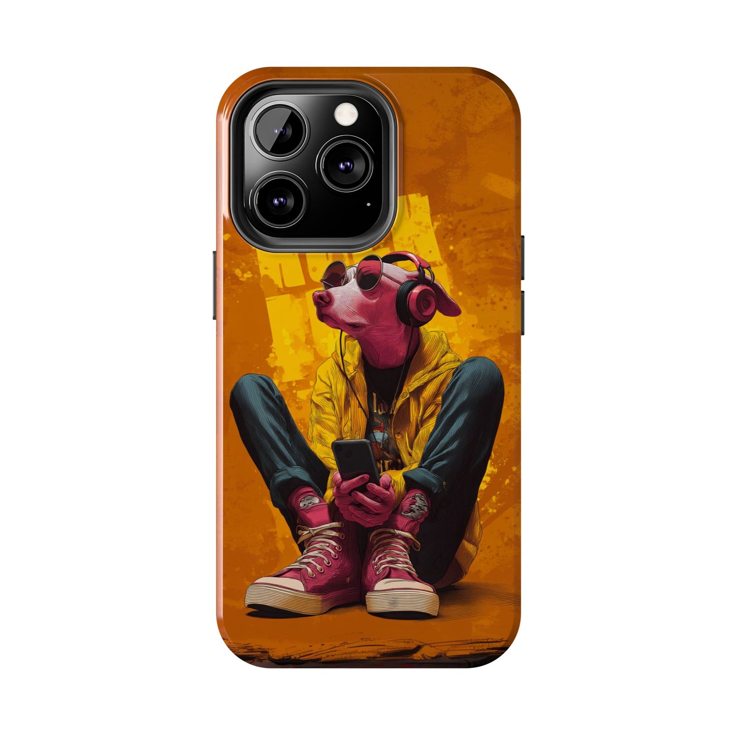 Dog with Pink Sunglasses and Headphones Tough Phone Case