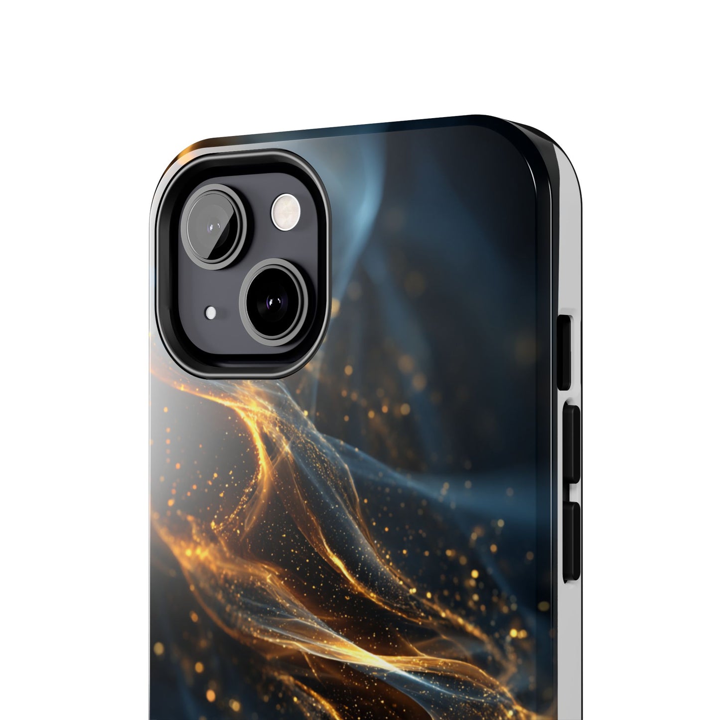 Stylish Tough Phone Case with Golden Swirl Design