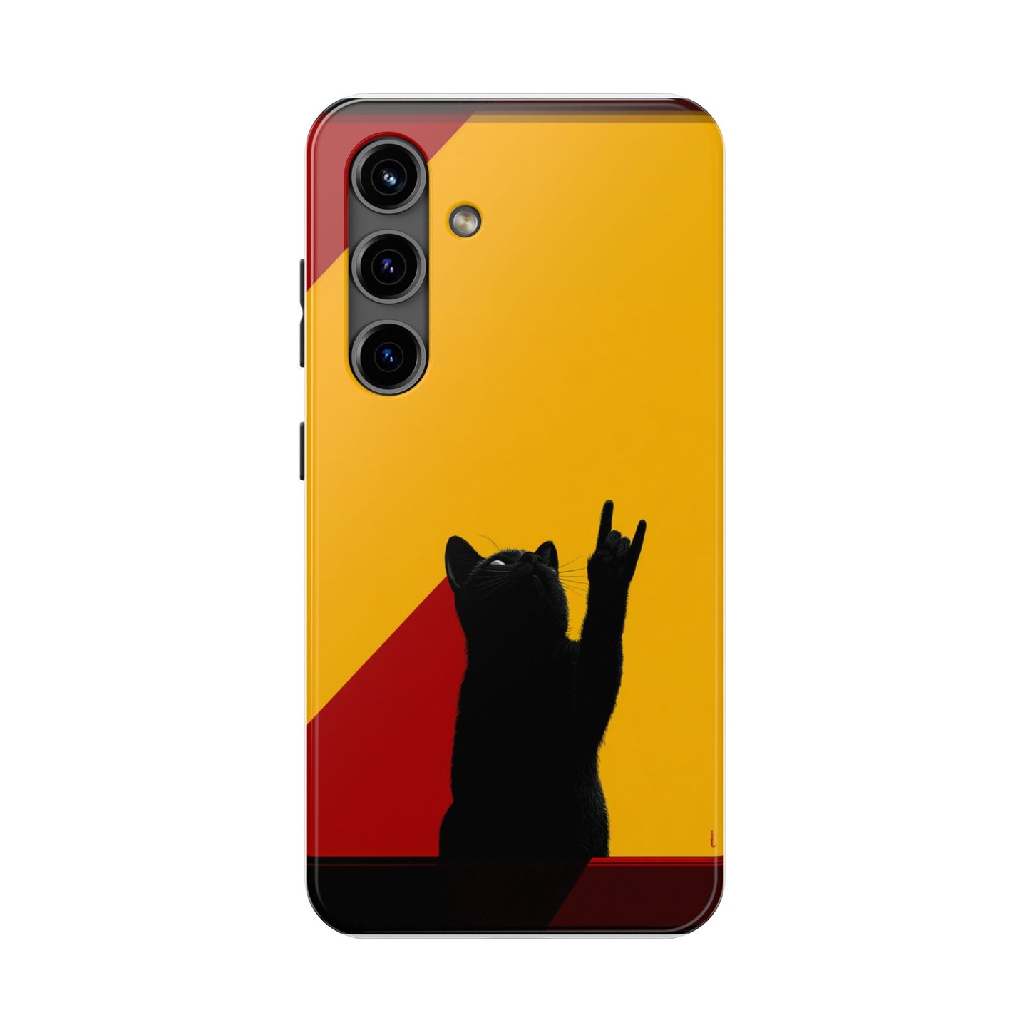 Black Cat Rock Gesture Tough Phone Case