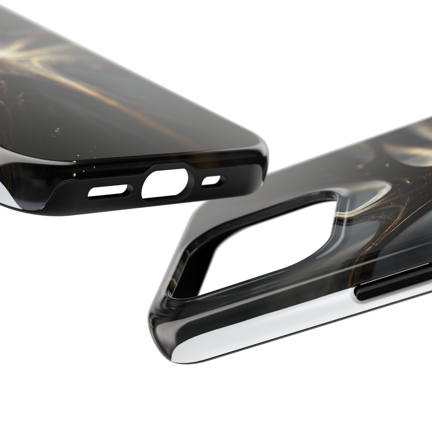 Elegant Tough Phone Case with Abstract Metallic Design