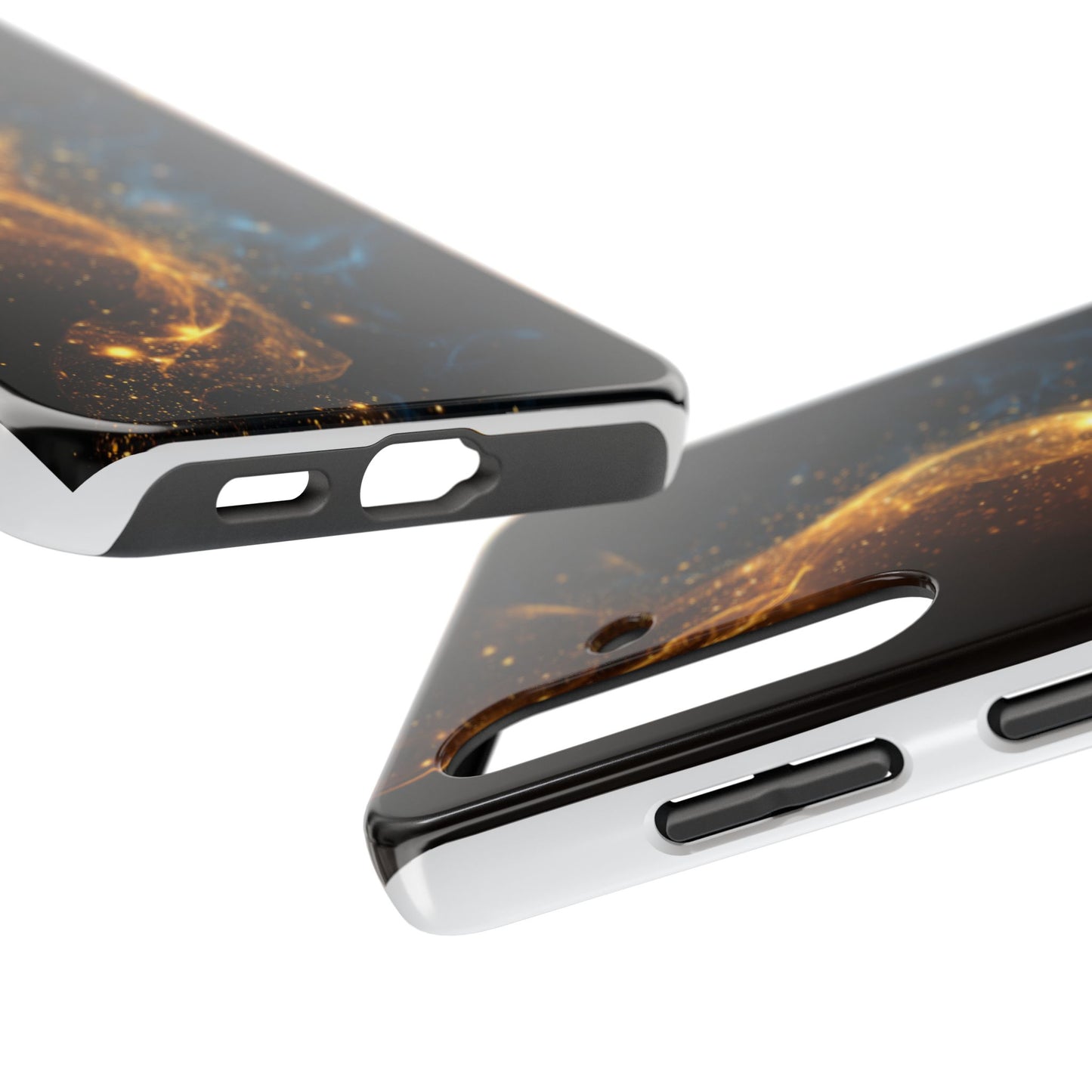 Dynamic Gold and Blue Tough Phone Case - Durable Protection with a Stunning Design