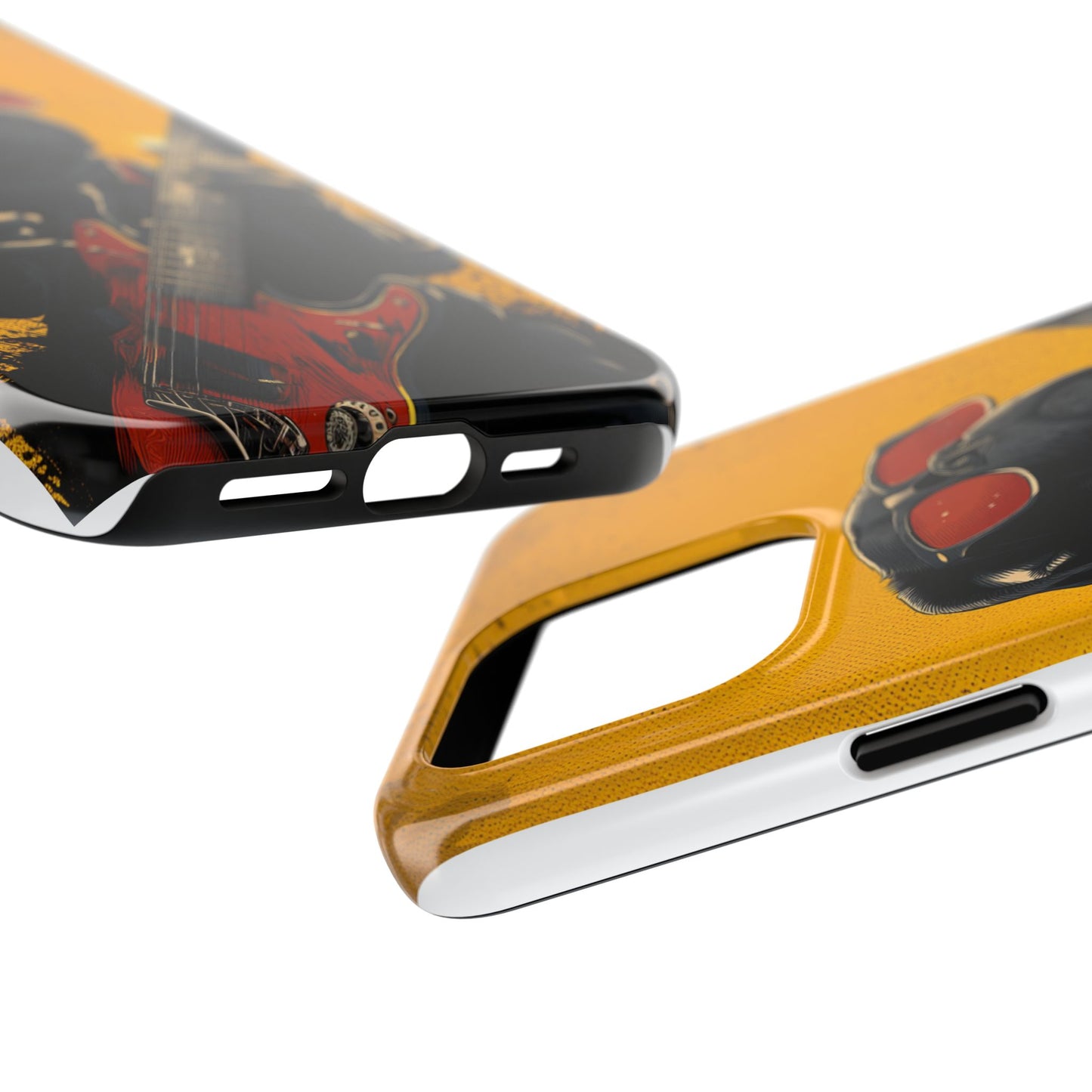 French Bulldog with Red Sunglasses Playing Red Guitar Tough Phone Case