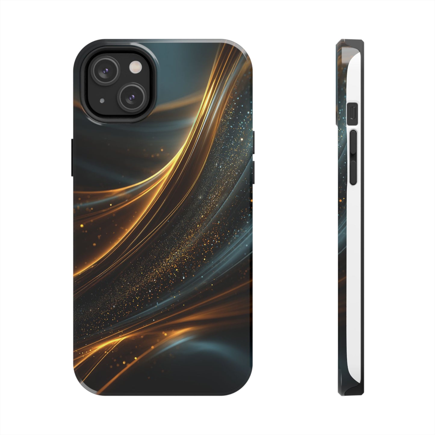 Elegant Tough Phone Case with Glittering Waves Design