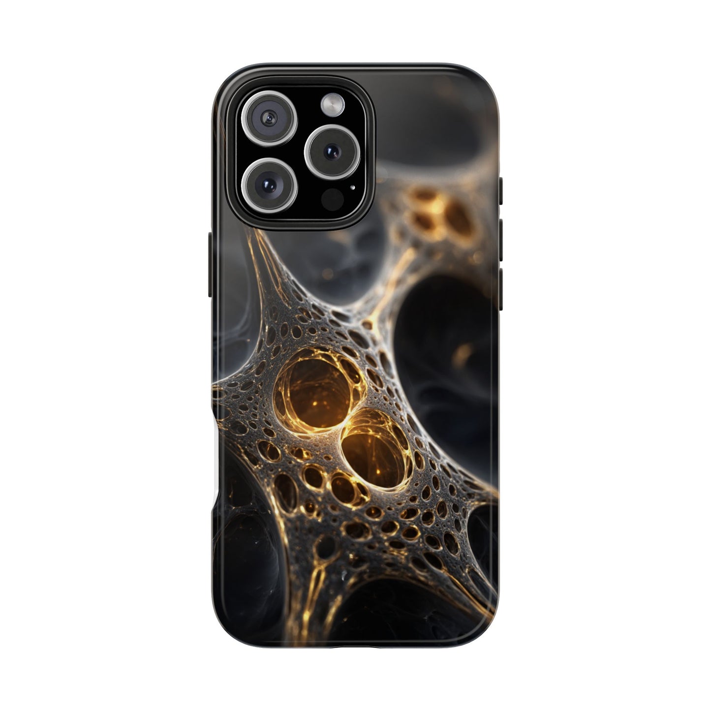 Luxurious Abstract Tough Phone Case - Gold and Black Design