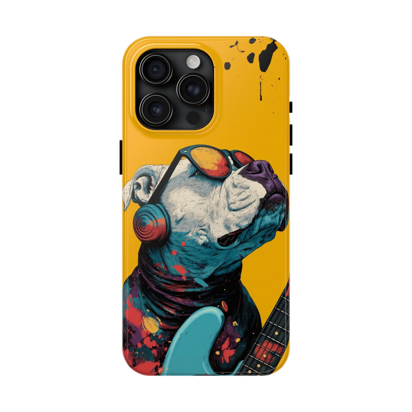 French Bulldog with Orange Sunglasses and Headphones Tough Phone Case