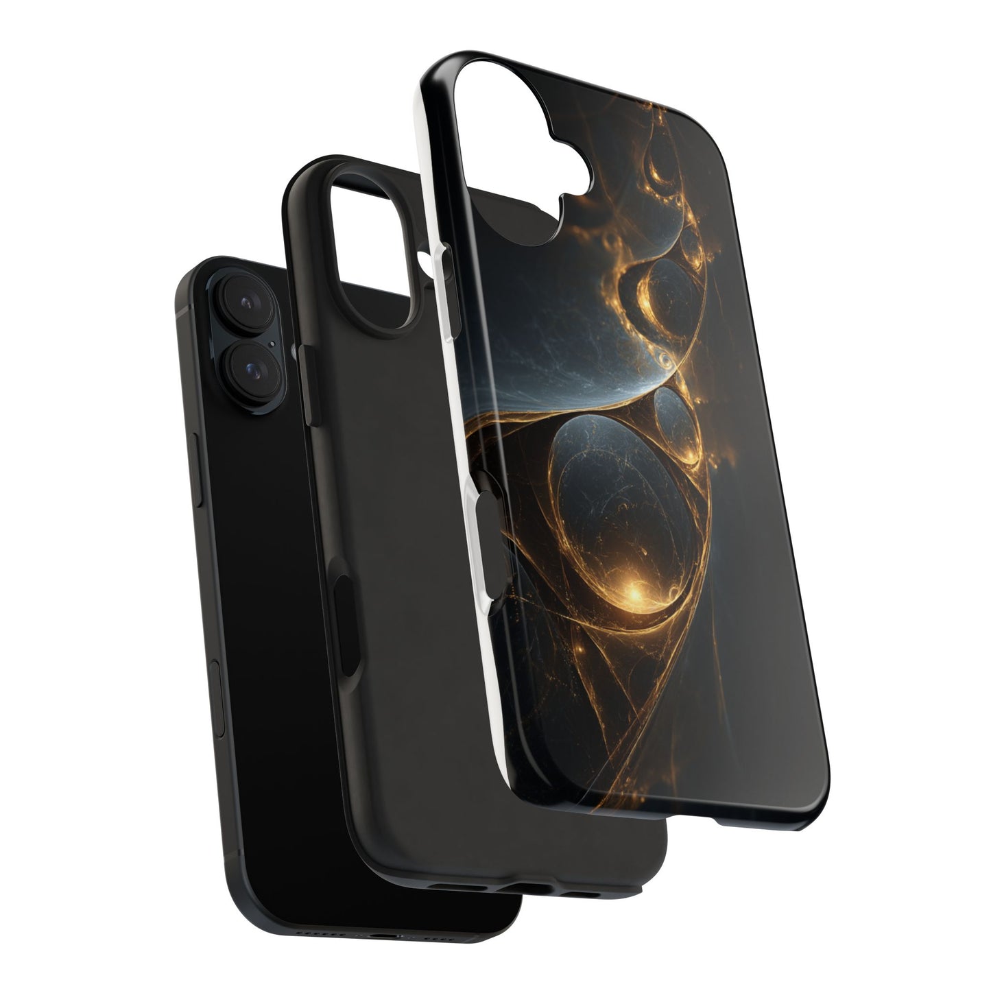 Stylish Tough Phone Case with Elegant Golden Swirls