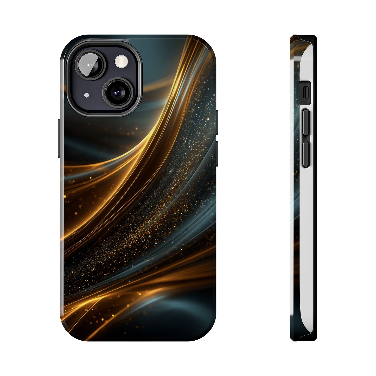 Elegant Tough Phone Case with Glittering Waves Design