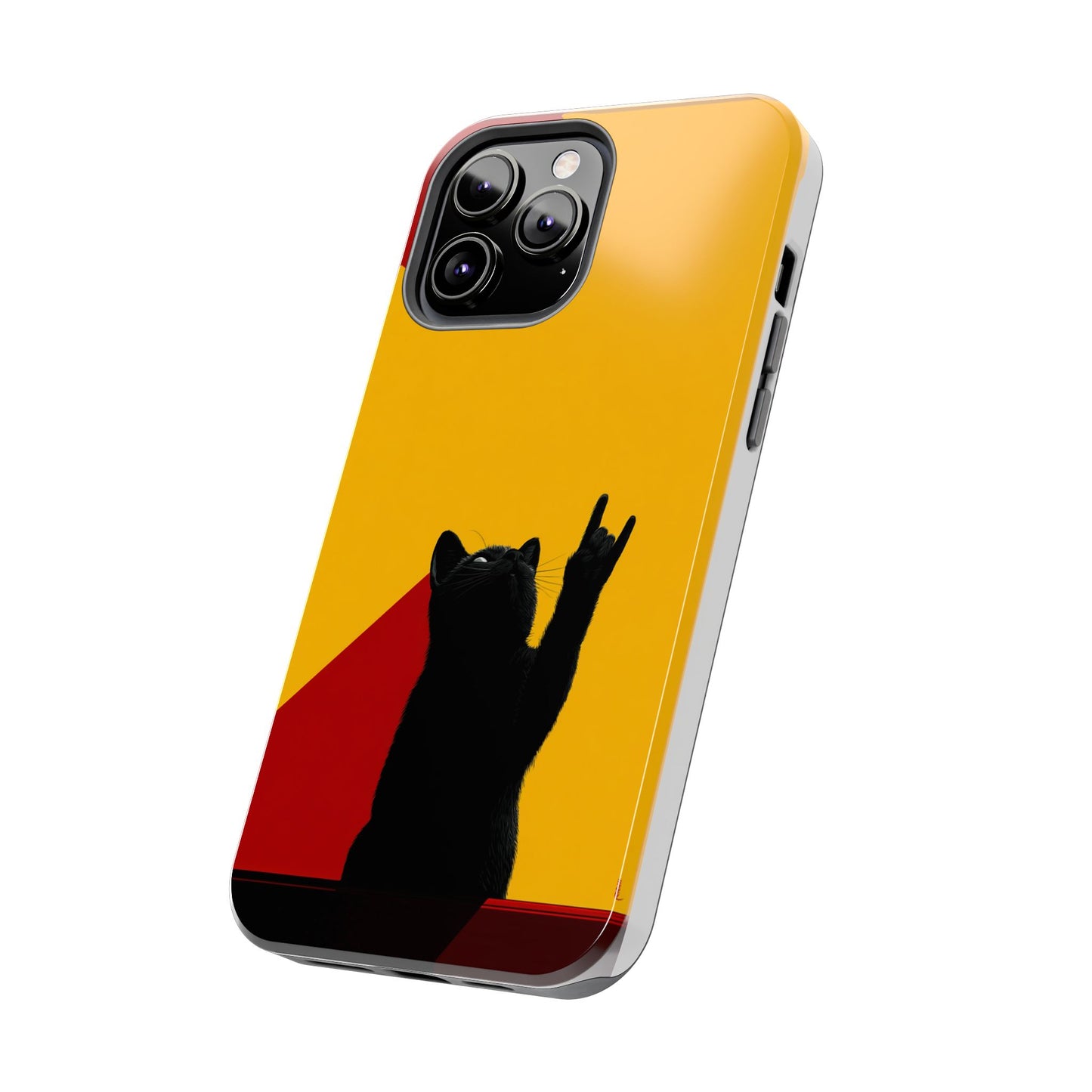 Black Cat Rock Gesture Tough Phone Case