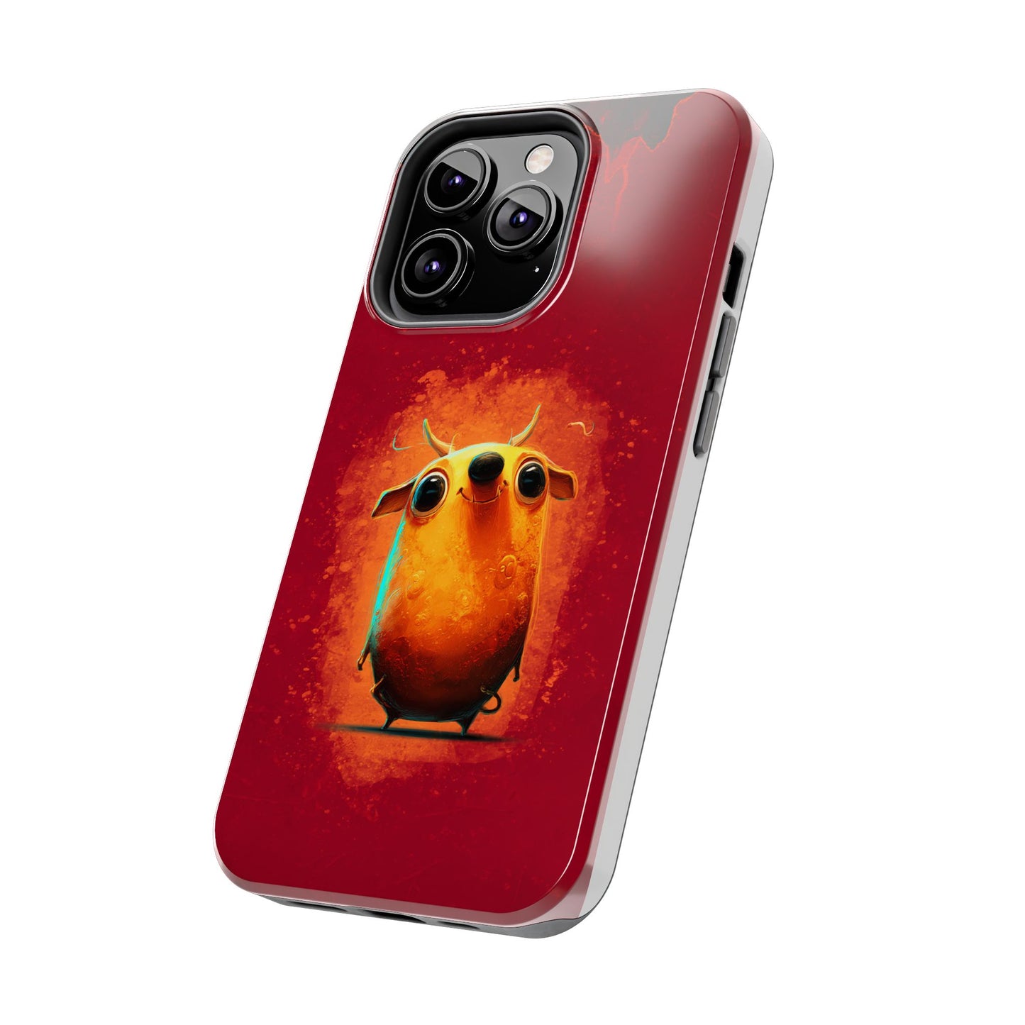 Whimsical Tough Phone Case - Cute Orange Monster Design
