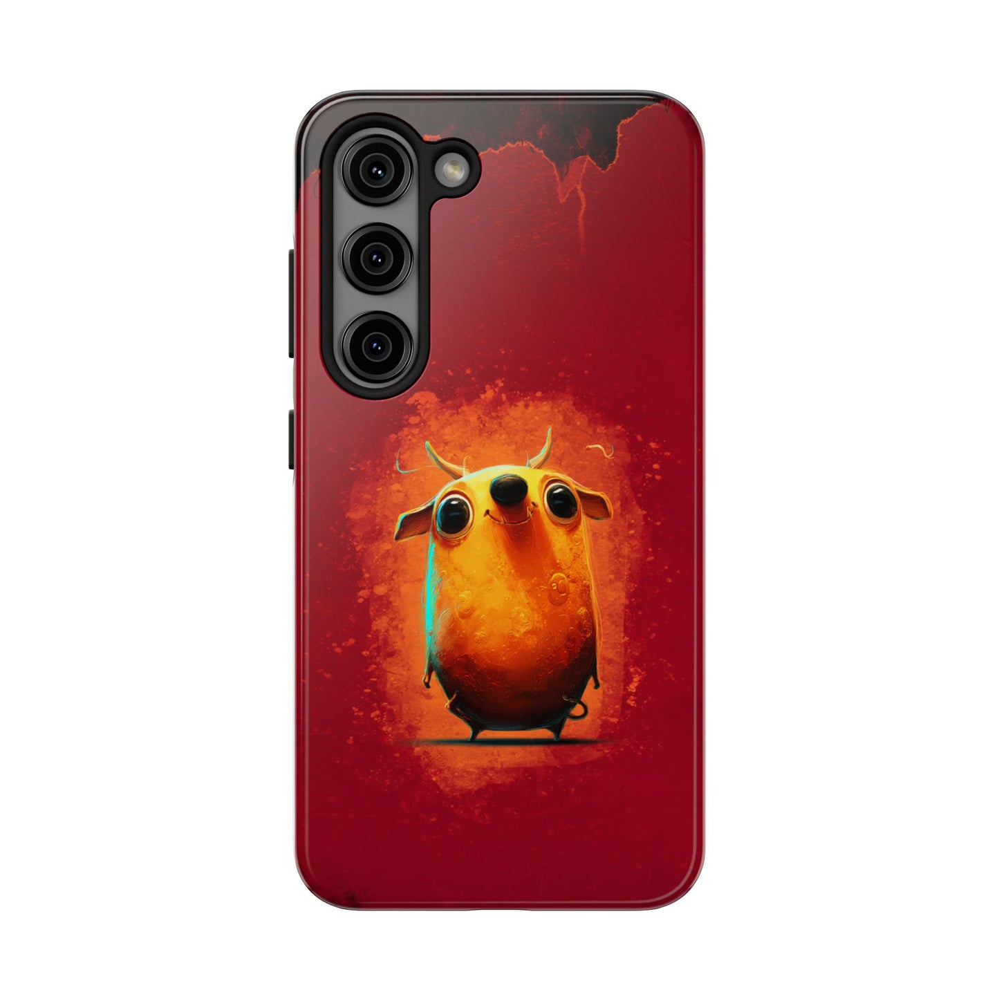 Whimsical Tough Phone Case - Cute Orange Monster Design