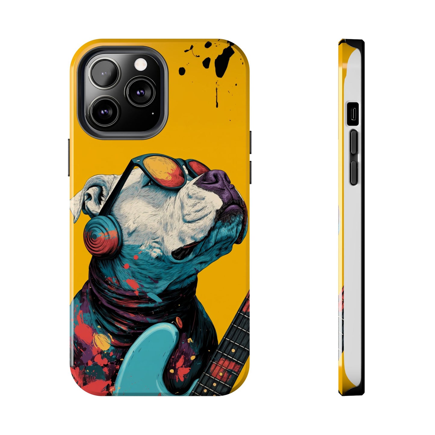 French Bulldog with Orange Sunglasses and Headphones Tough Phone Case