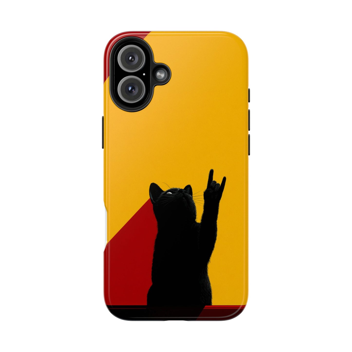 Black Cat Rock Gesture Tough Phone Case