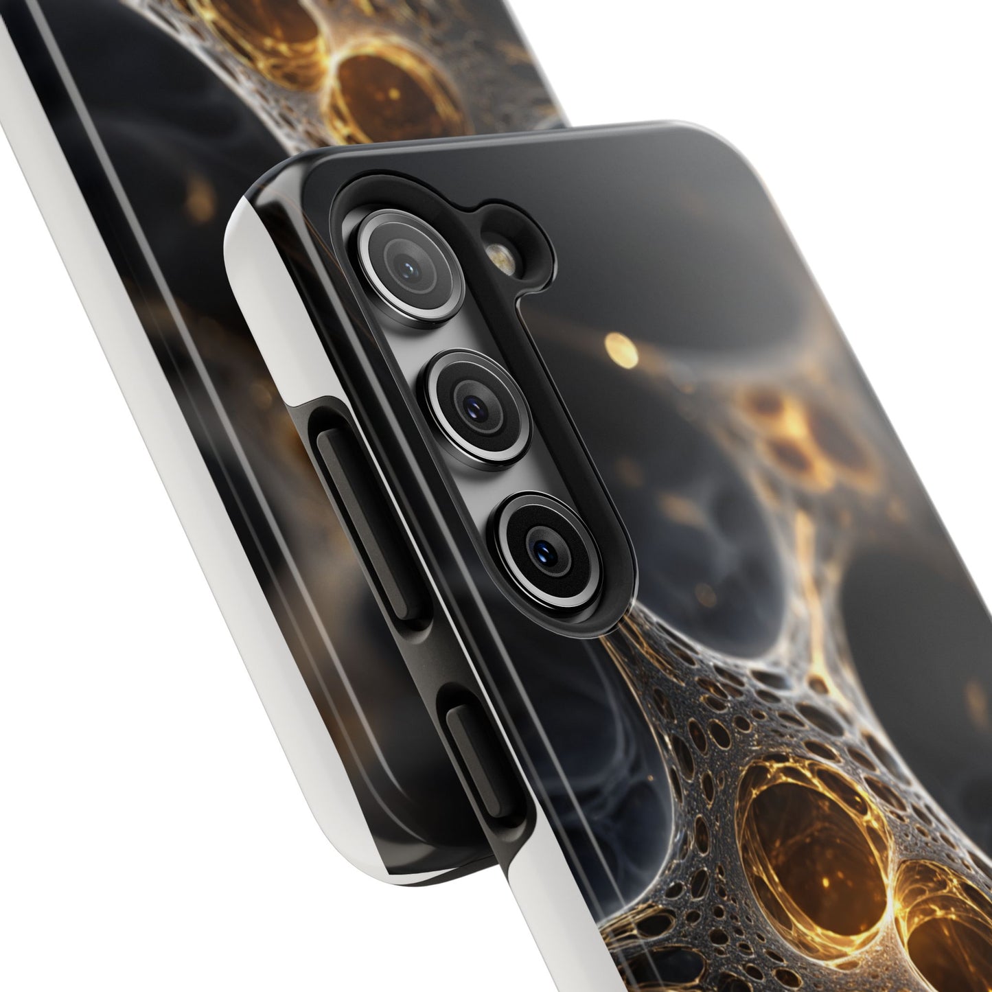 Luxurious Abstract Tough Phone Case - Gold and Black Design