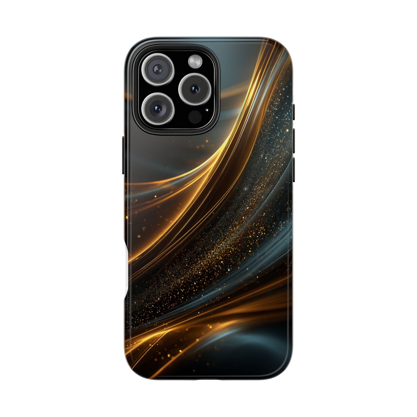 Elegant Tough Phone Case with Glittering Waves Design