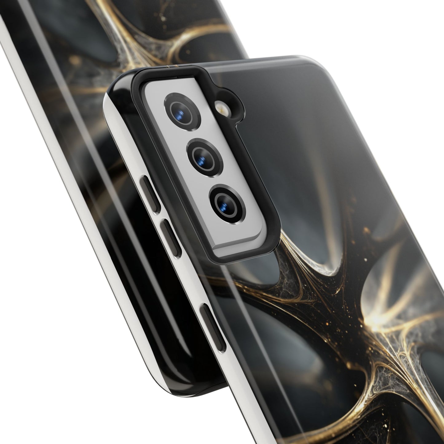 Elegant Tough Phone Case with Abstract Metallic Design