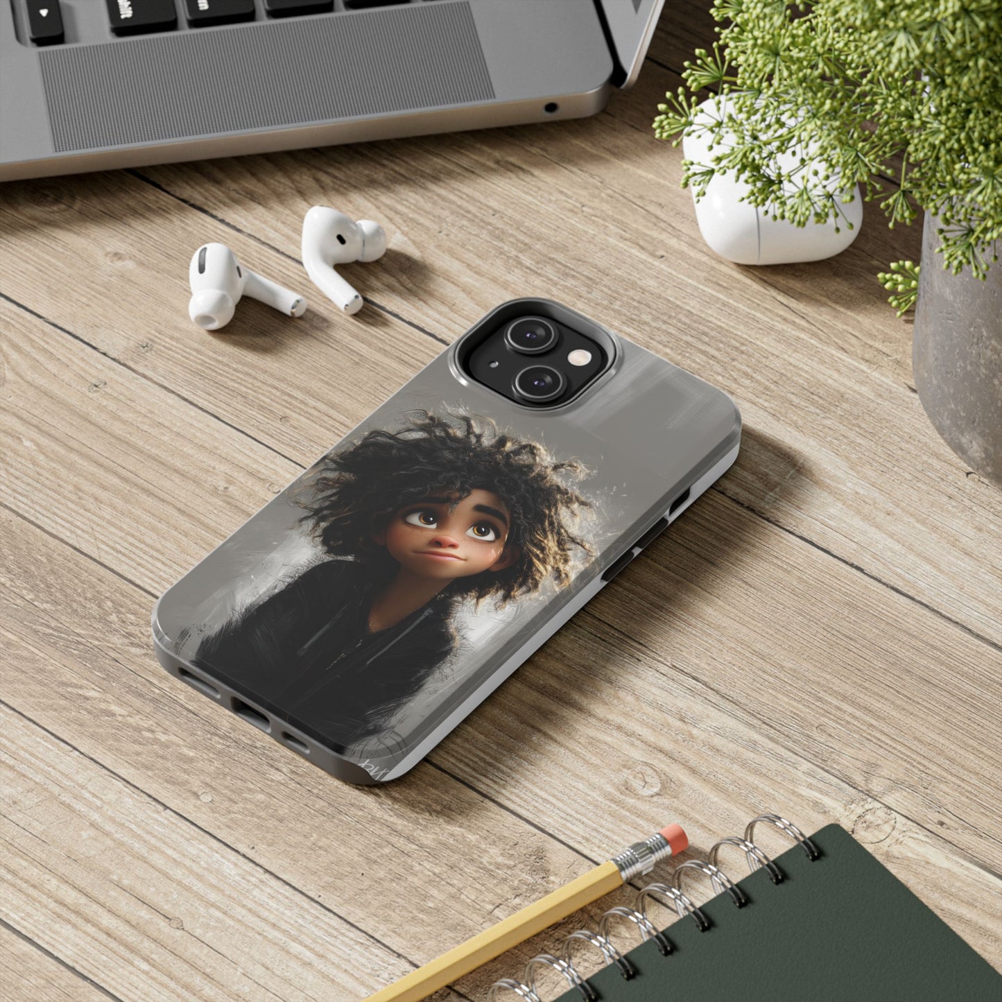Artistic Tough Phone Case - Unique Character Design for Creative Souls