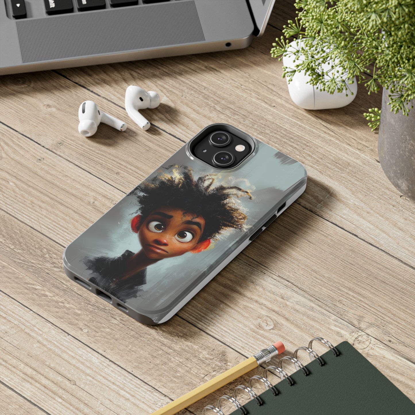 Artistic Tough Phone Case - Unique Design with Character - Great Gift Idea