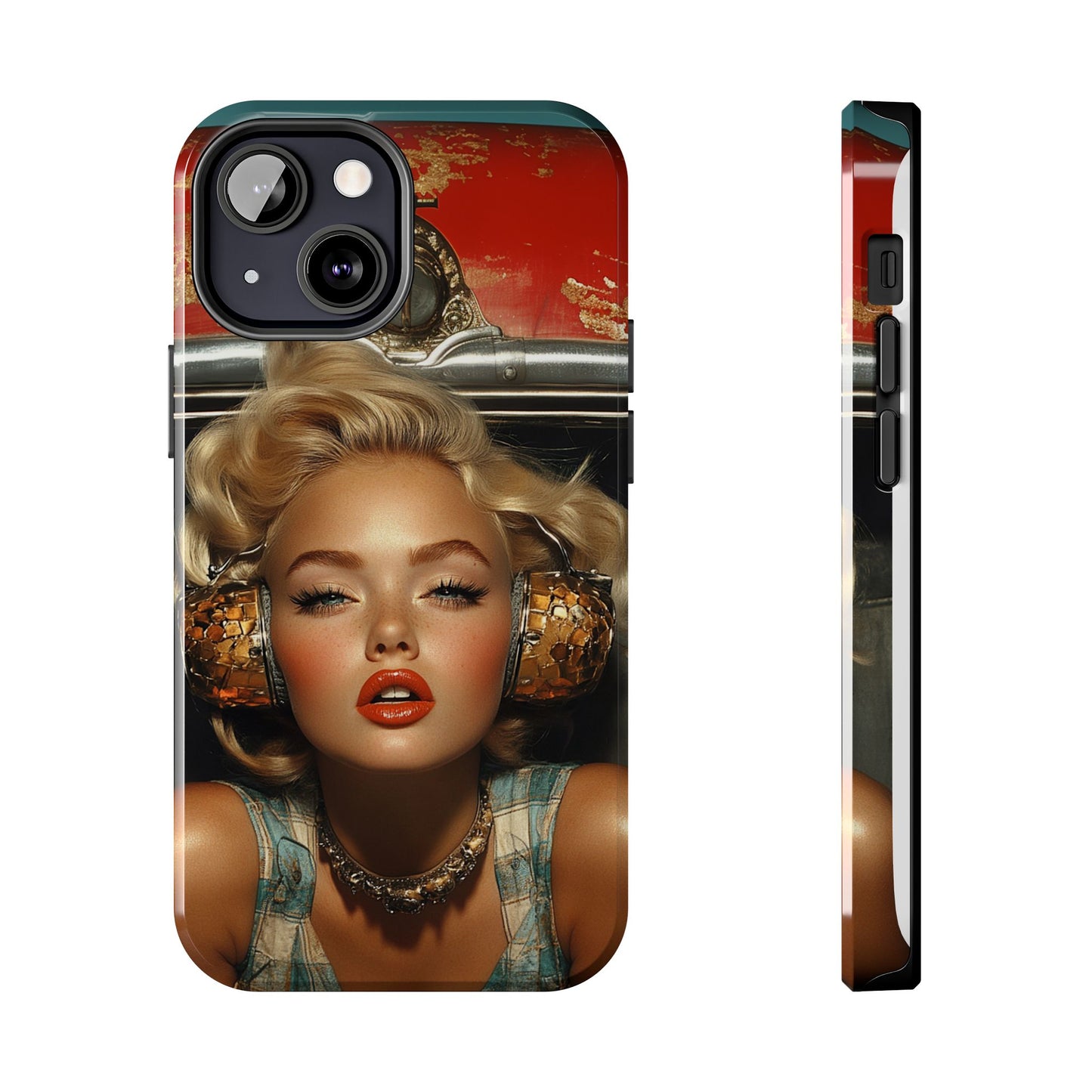 Retro Glam Tough Phone Case - Stylish Protection for Music Lovers