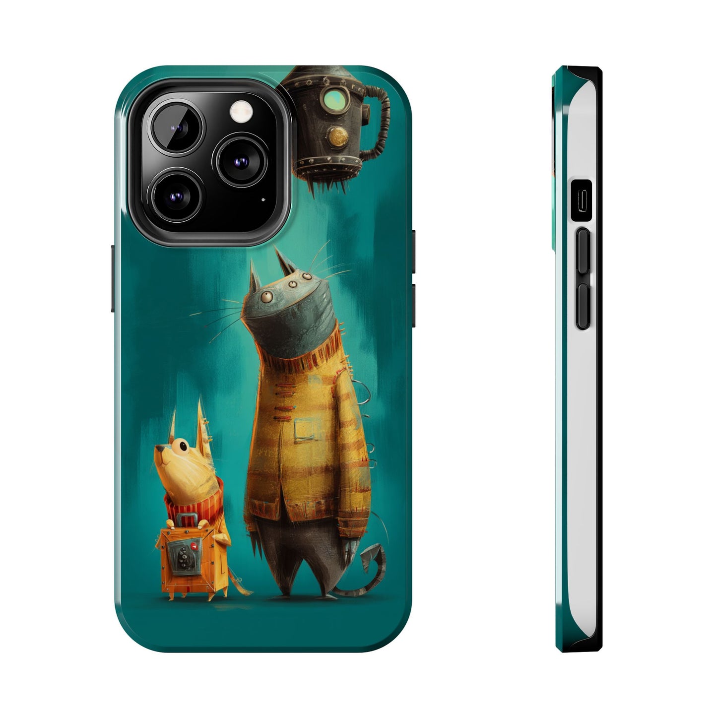 Whimsical Cat Adventure Tough Phone Case - Unique Design for Animal Lovers