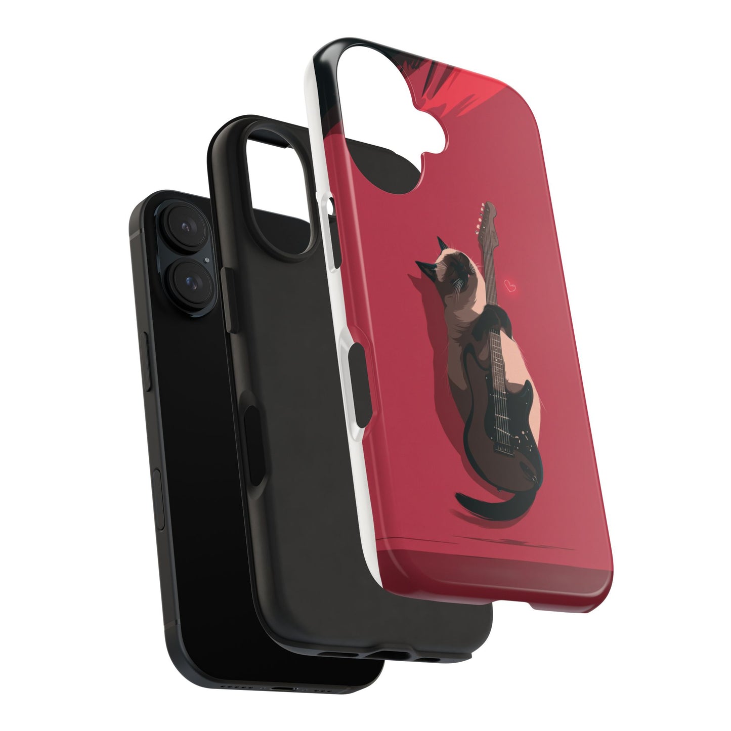 Charming Cat with Guitar Tough Phone Case – Wearable Art for Cat & Music Lovers